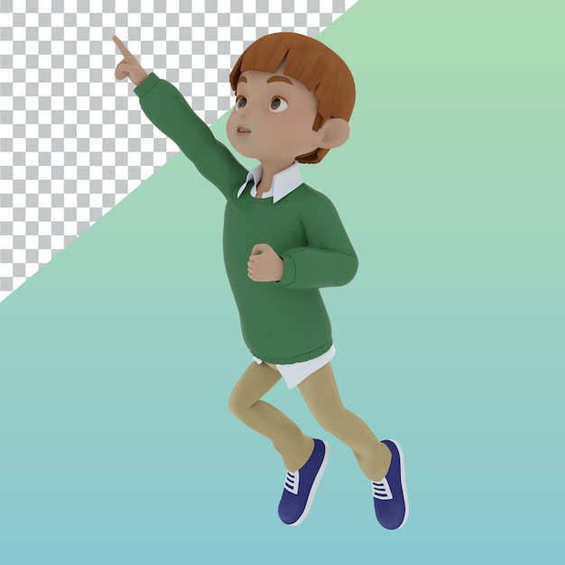 3D-Charakter Kind-Junge in verschiedenen Posen Design-Illustration 3D-Rendering-Charakter