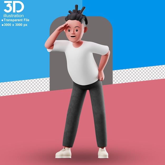 PSD 3d-charakter mit 3d-illustration auf isoliertem hintergrund png