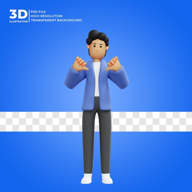 3D-Charakter posiert Verwirrung 3D-Rendering Premium Psd