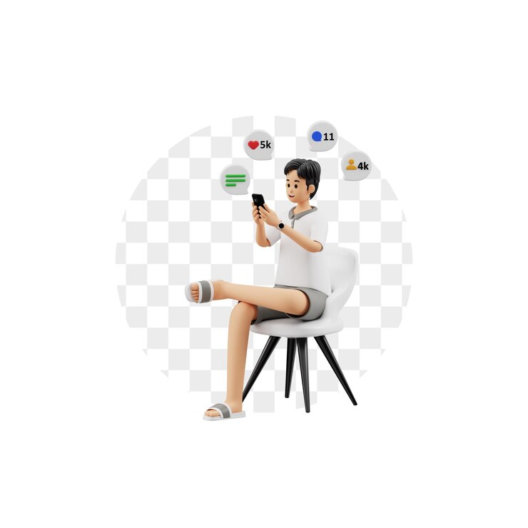 PSD 3d-charakter-sozialmedienspezialist