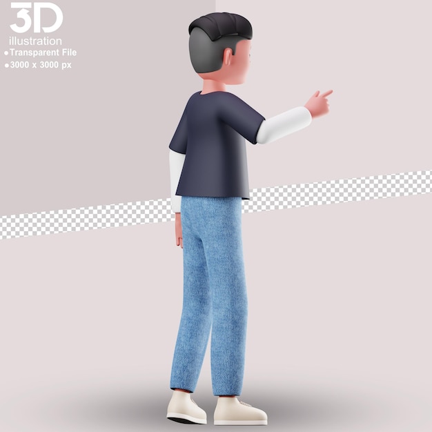 3d-charakter zeigt 3d-renderillustration auf isoliertem hintergrund im png-stil