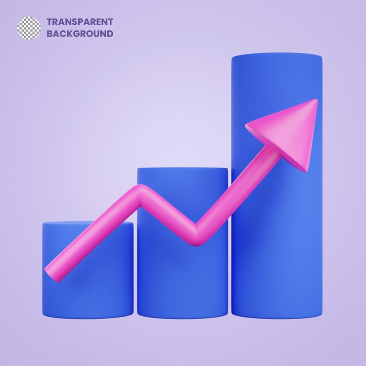 PSD 3d chart graph up business diagrama de flecha finanzas crecimiento éxito progreso aumento crecer