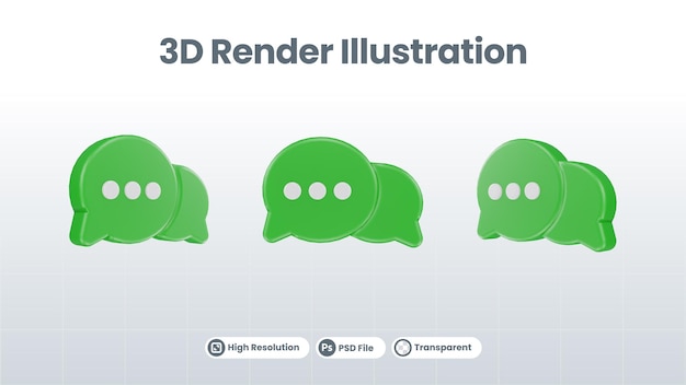 3d chat bubble message speech dialog icon or communication type talk and illustration flat design