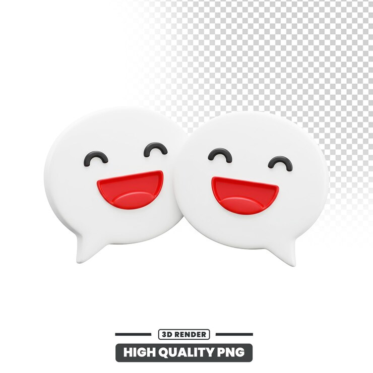 PSD 3d chat bubble smiling faces icon