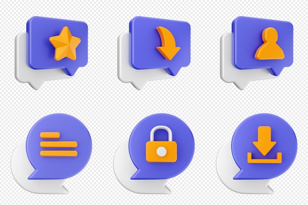 3d chat burbuja mensaje habla conversación icono conjunto paquete