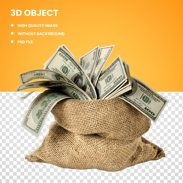 3D cheio de saco de dólar