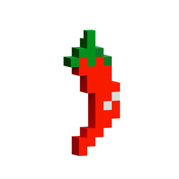 3d chili pepper pixel gemüse png-sammlung retro-spiel essen vermögenswerte voxel veggies ikonen