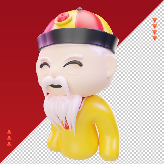 3D-Chinesisches Neujahr Kaiser-Symbol, das die rechte Ansicht wiedergibt