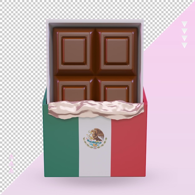 3d chocolate bandeira do méxico renderização vista frontal