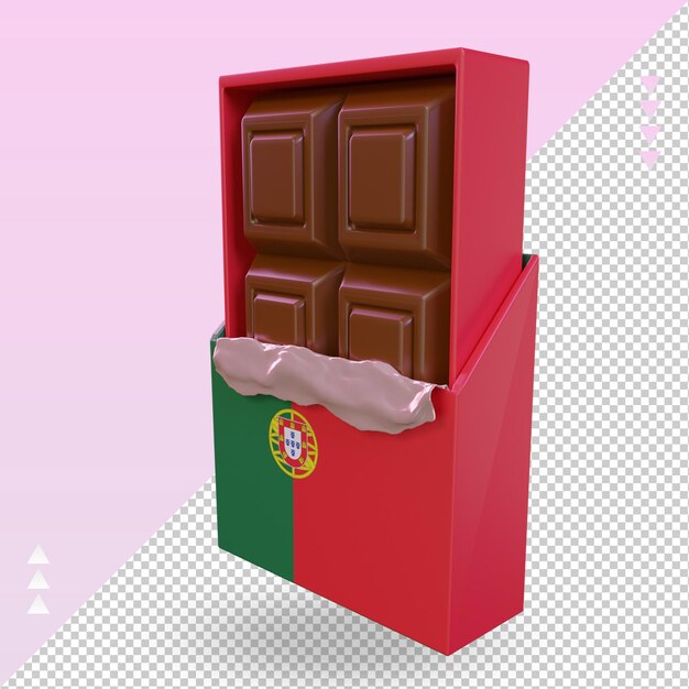 3d chocolate bandeira portugal renderização vista direita