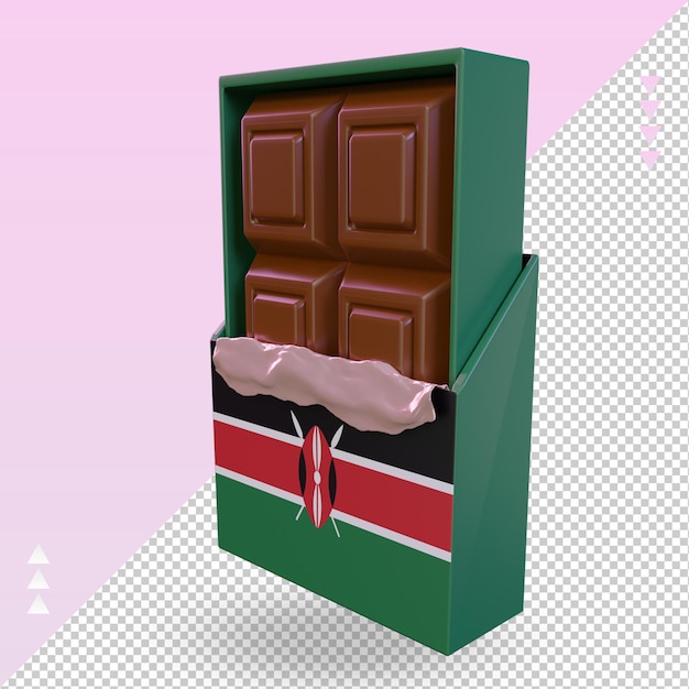 3d chocolate bandera de kenia renderizado vista derecha