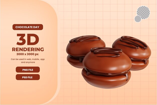3d chocolate macarons objeto ilustração premium psd