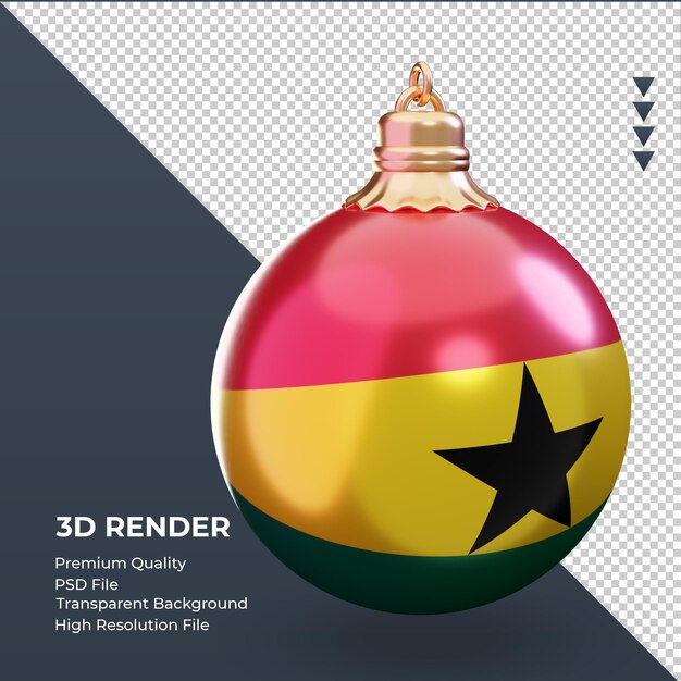 3d christmas ball Ghana flag rendering left view