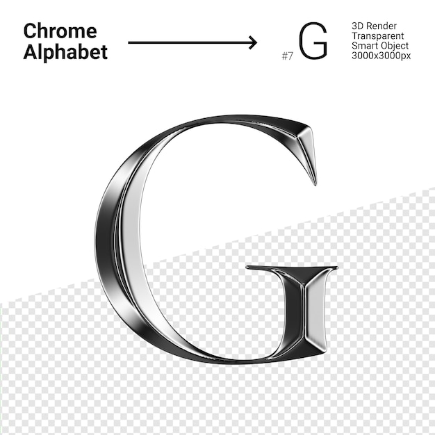 3d chrome alphabet buchstabe g.