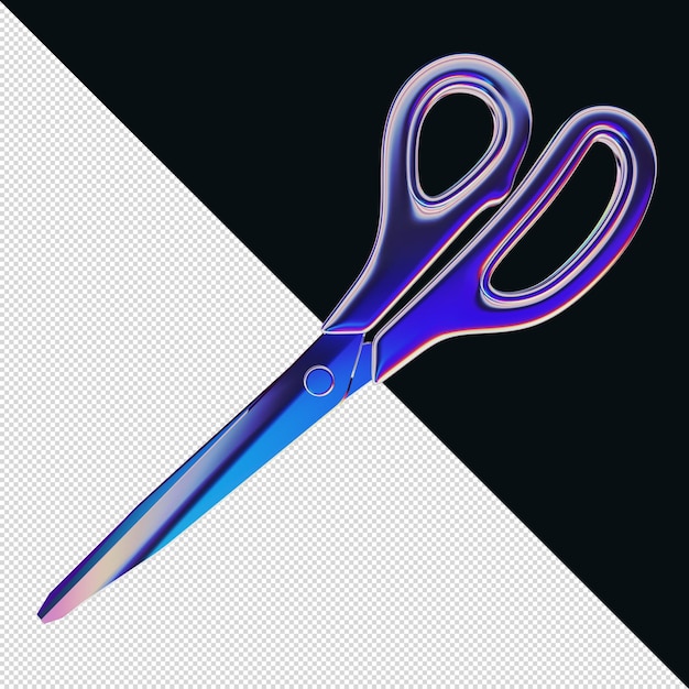 PSD 3d chrome effect office school scissors