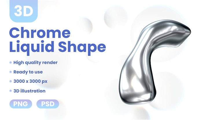 PSD 3d chrome liquid shape