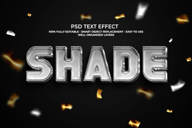 3d chrome shade text effect