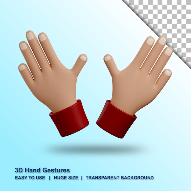 3d ciao gesto della mano con sfondo isolato