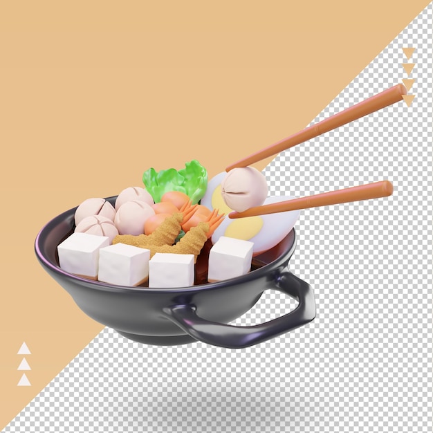 3d cibo asiatico Nabe rendering giusta vista