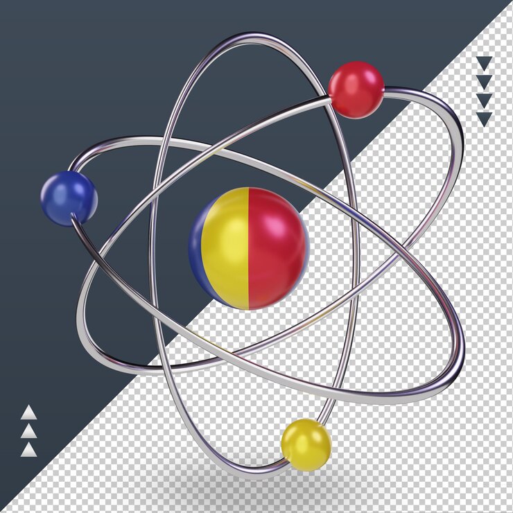 PSD 3d ciência dia bandeira da romênia renderizando a vista direita