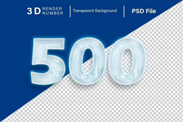 3d Cincocientos Número 500 El color de la nieve aislado sobre un fondo transparente