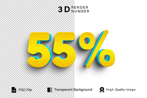 3d Cincuenta y cinco descuento reciente 55 color dorado aislado en fondo transparente