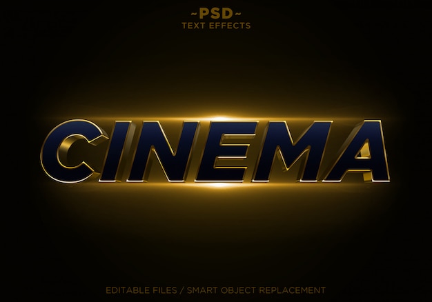 PSD 3d cinema glitter golden effects texto editable