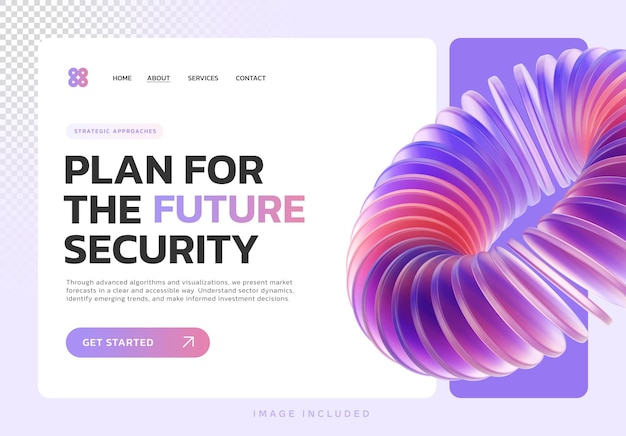 3D Circles with Glass Effect Glassmorphism Finance Security Landing Page Template