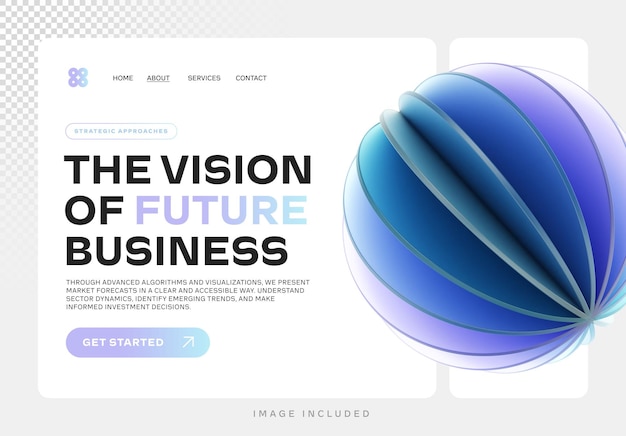 3D Circles with Glass Effect Glassmorphism Future Business Landing Page Template