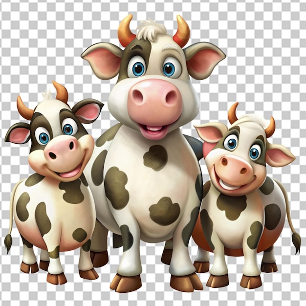 PSD 3d clip de una vaca muy linda png