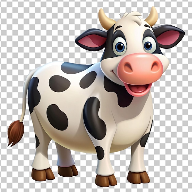 PSD 3d clipart de vaca bonita em png