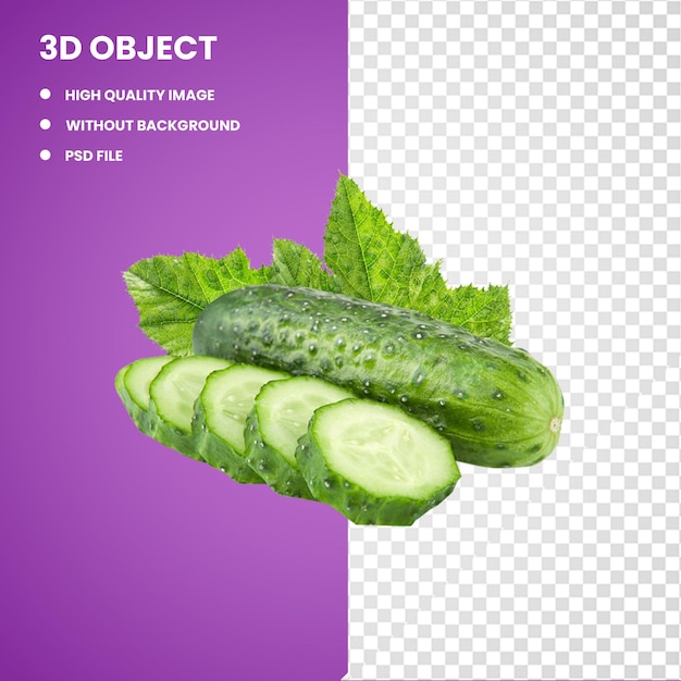 PSD 3d close-up de pepino legumes pepino em conserva fatiar pepino fruta