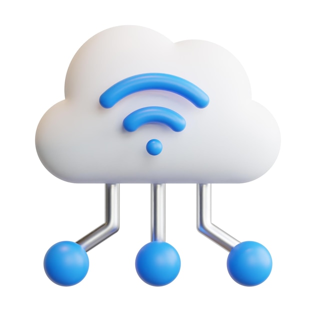 3D-Cloud-Computing-Konzept für das Internet der Dinge, hochwertiges Render-Illustrationssymbol