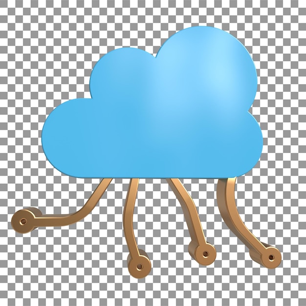 3D-Cloud-Computing-Symbol-Rendering überbrückt den digitalen Himmel