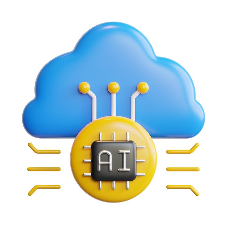 PSD 3d cloud, koncept umělé inteligence, vysoce kvalitní renderovaná ilustrace, ikona
