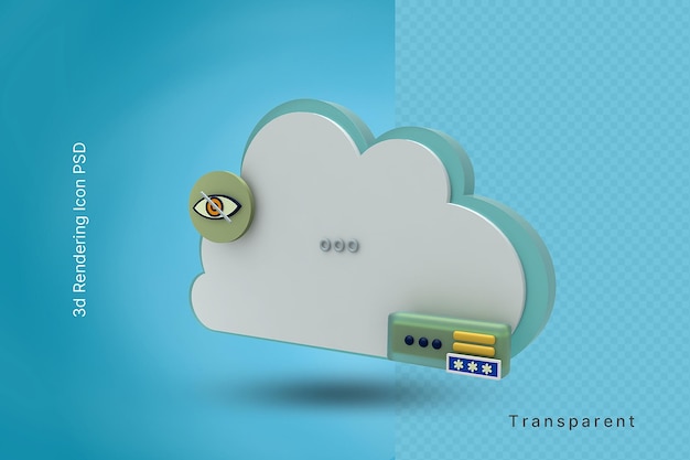 3D-Cloud-Server-Sicherheitssymbol