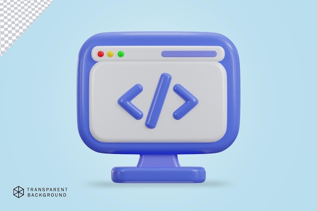 3d coding icon symbol of software and web development vector illustration