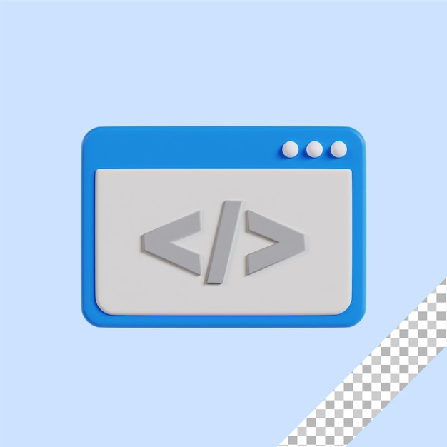 3d coding icon with transparent background