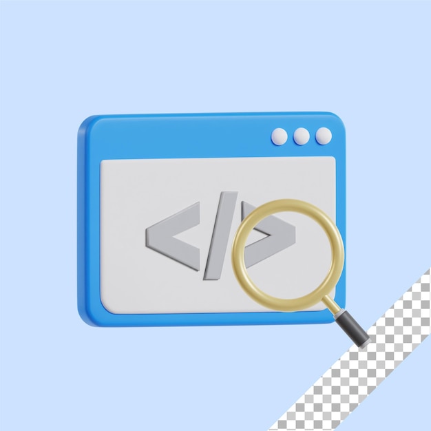 3d coding icon with transparent background