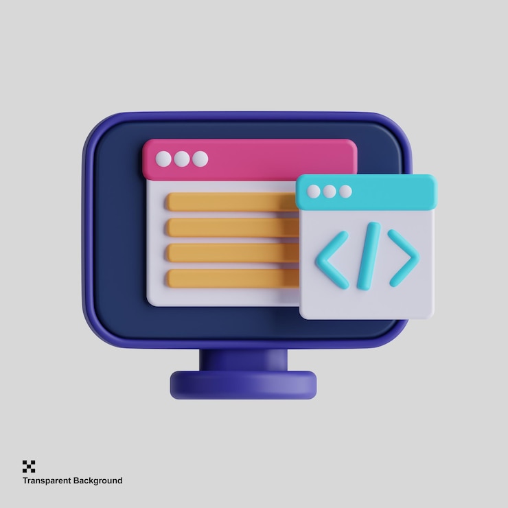 PSD 3d coding on monitor icon