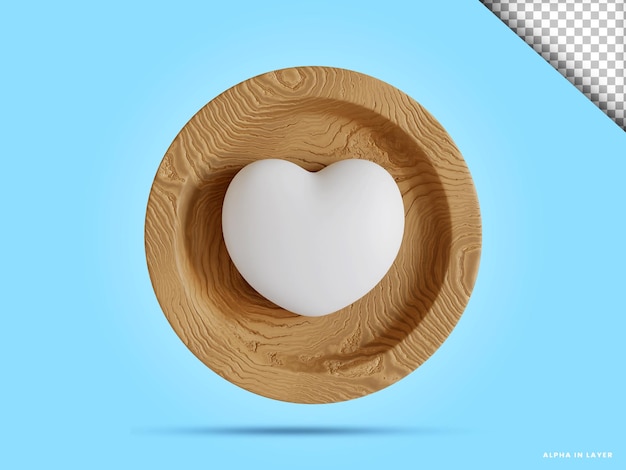 PSD 3d coeur amour pièce illustration en fond transparent