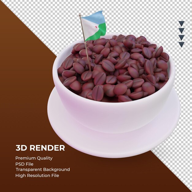 PSD 3d coffee day djibouti flag rendu vue de gauche