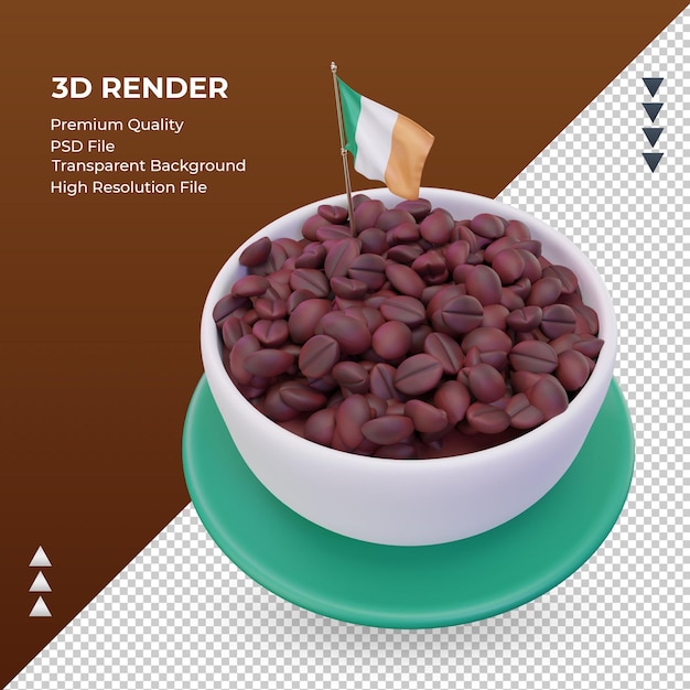 PSD 3d coffee day irlande drapeau rendu vue droite