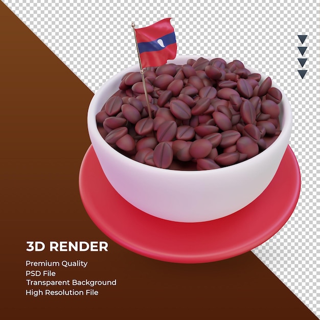 3d coffee day Laos flag rendu vue de gauche