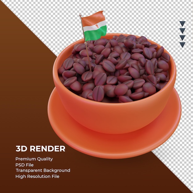 3d coffee day Niger flag rendu vue de gauche