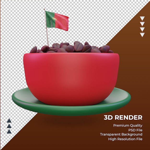 3d Coffee Day Portugal Flag Rendu Vue De Face