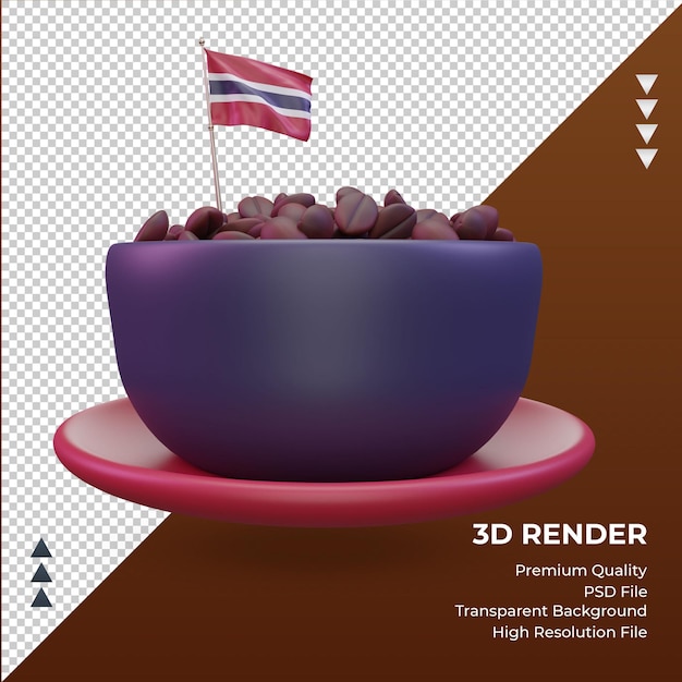 3d Coffee Day Thaïlande Drapeau Rendu Vue De Face