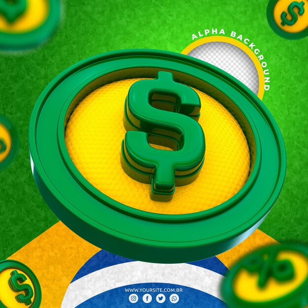 PSD 3d coin brazil para composição