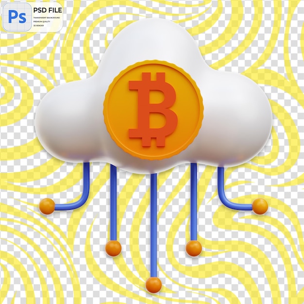 3d coin cloud icon isolated png illustration psd template