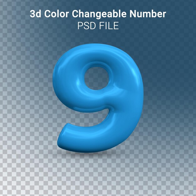 3d colore lucido modificabile numero 9
